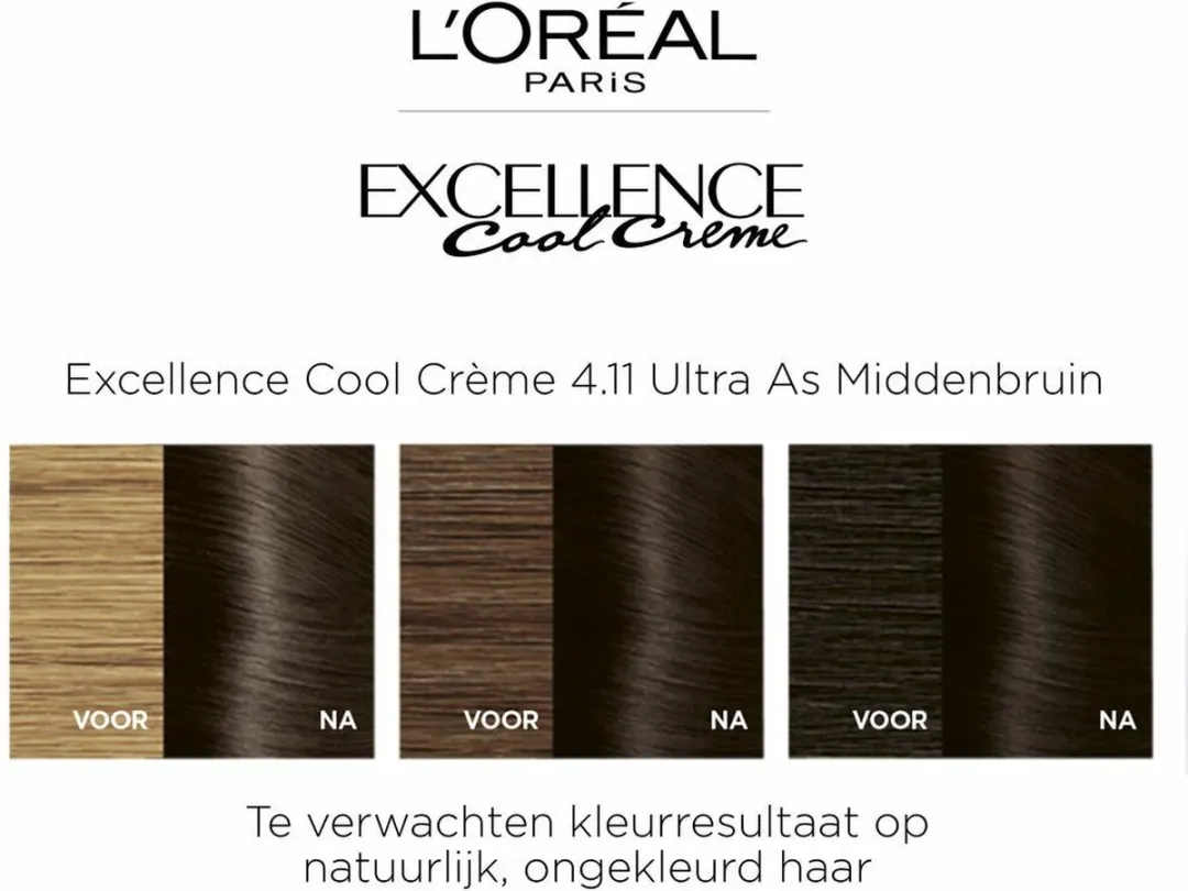 L'Oréal Paris Excellence Cool Cream 4.11 Ultra Ash Middenbruin - 6 Stuks