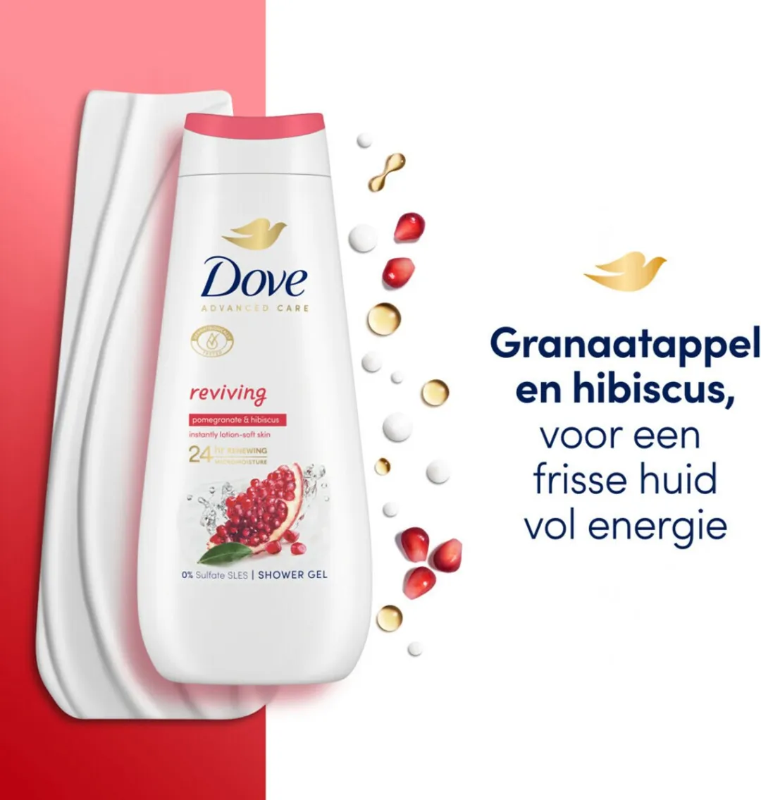 Dove Reviving Douchecrème Granaatappel & Hibiscus 2400ml - 6 Stuks