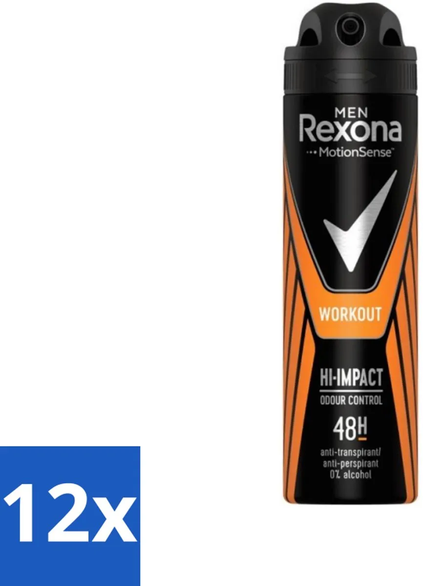 12 x Rexona Men - MotionSense - Deodorant Spray - Anti-transpirant - 150 ml - Deodorant Spray - Zweetgeur - Zweetbescherming - Mannelijke Deodorant - Anti-transpirant