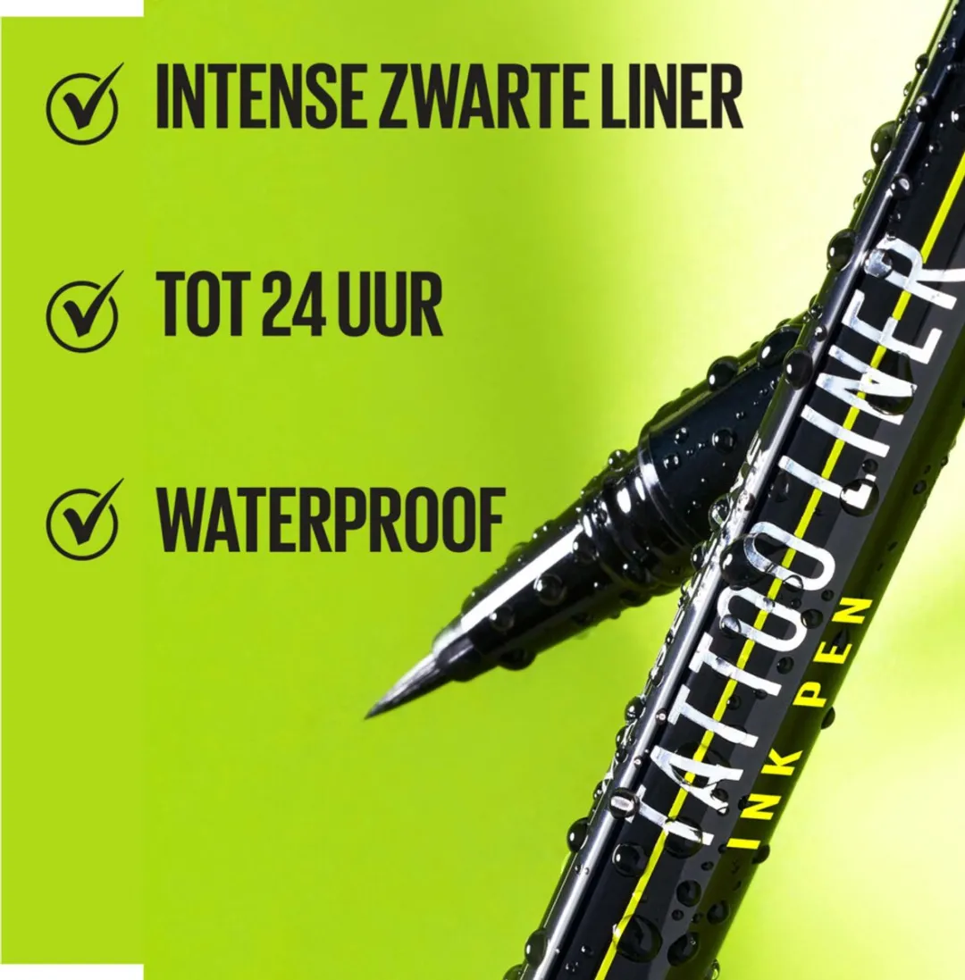 Maybelline Tattoo Liner Ink Pen Eyeliner - 2x1ml Zwart