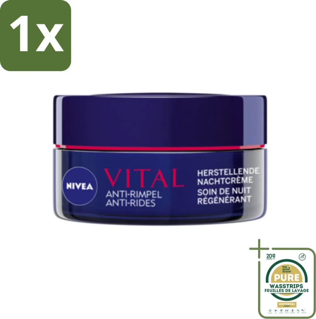 1 x NIVEA - Nachtcrème - VITAL Anti-Rimpel Herstellend - Voor rijpe huid - Met Vitamine F, Teunisbloemolie & Calcium - 50 ml- Anti-rimpel Crème - Nachtcrème Voor Rijpe Huid - Huidherstel Crème - Vitamine F Crème - Teunisbloemolie Crème