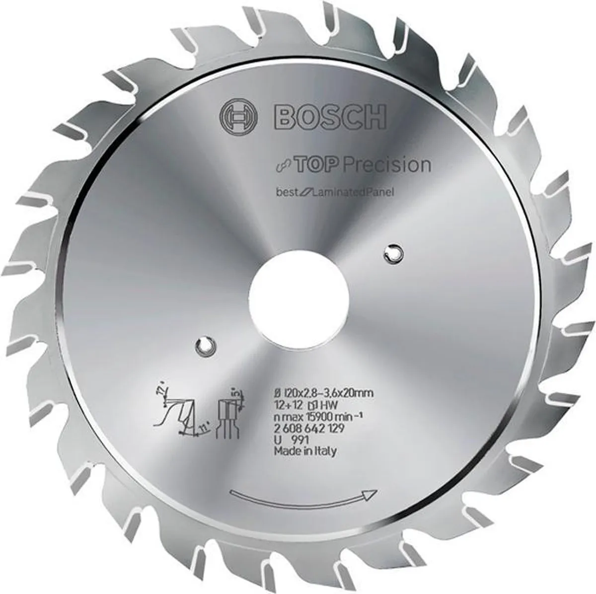 Bosch Professional Cirkelzaagblad Top Precision Laminated Panel 120x22x2,8-3,6mm