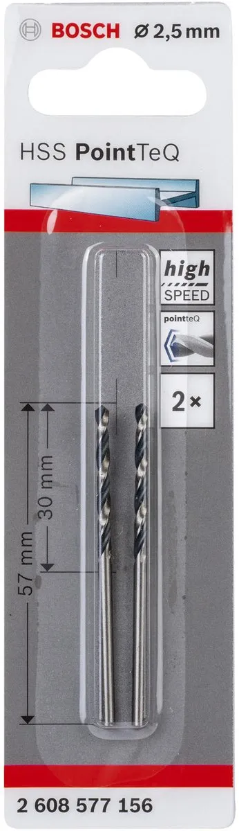 Bosch HSS PointTeQ Spiraalboor 2,5 x 30mm - 2 Stuks