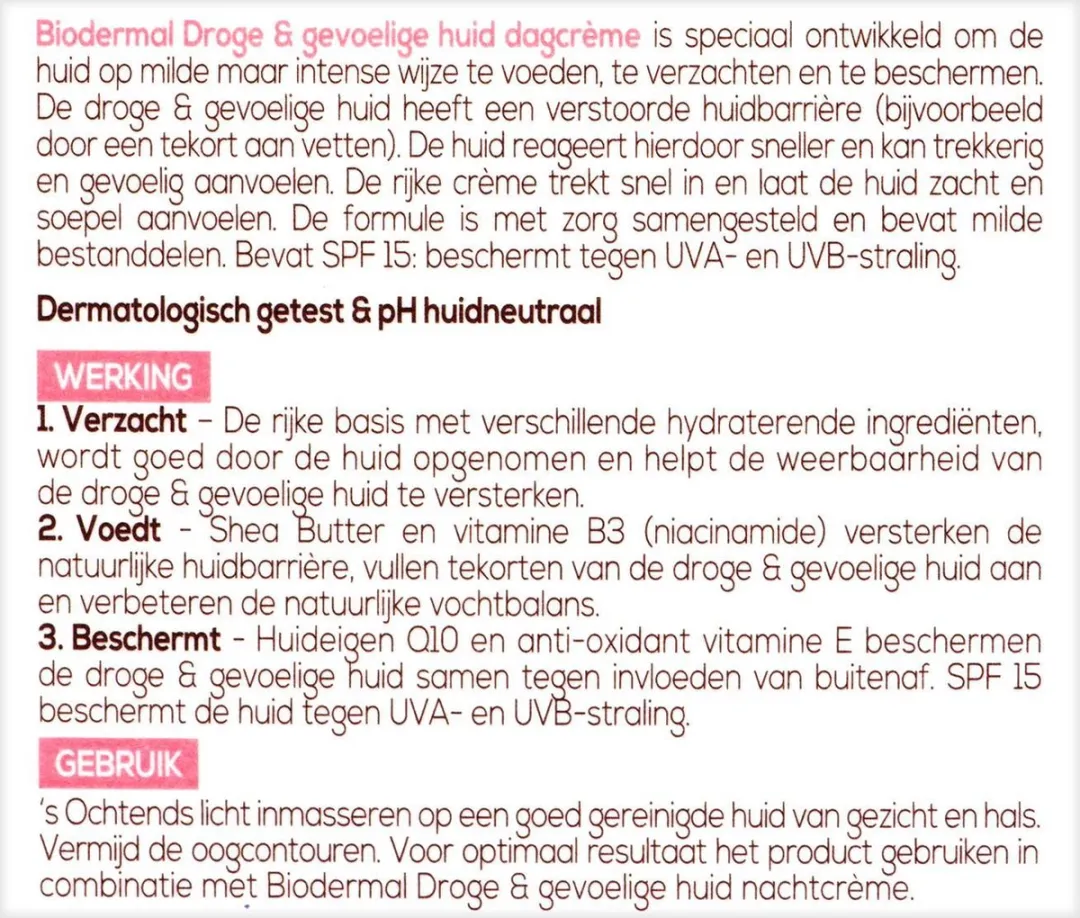 Biodermal Dagcrème Droge & Gevoelige Huid 50ml