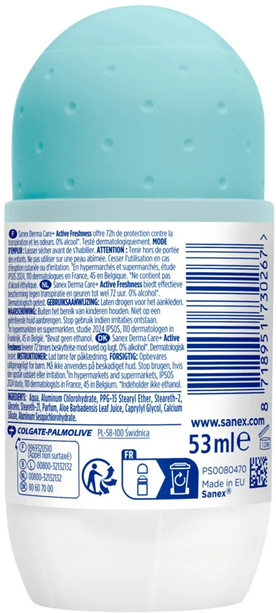 Sanex Deoroller Active Freshness 72H 53ml