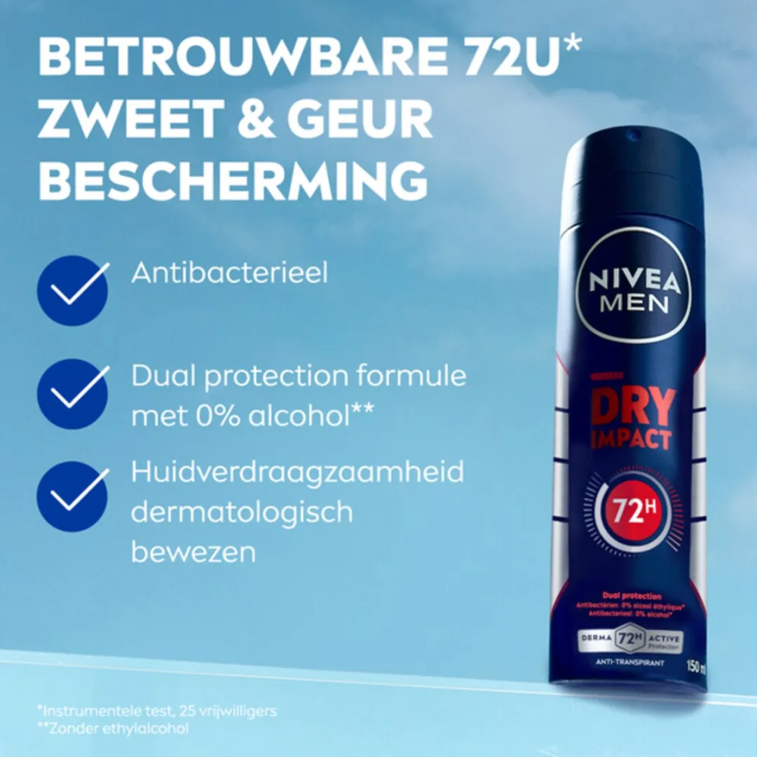 NIVEA MEN Dry Impact Deodorant Spray 150ml - 6 Stuks