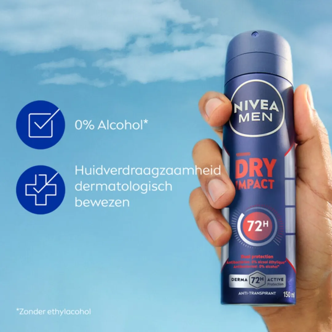NIVEA MEN Dry Impact Deodorant Spray 150ml - 6 Stuks