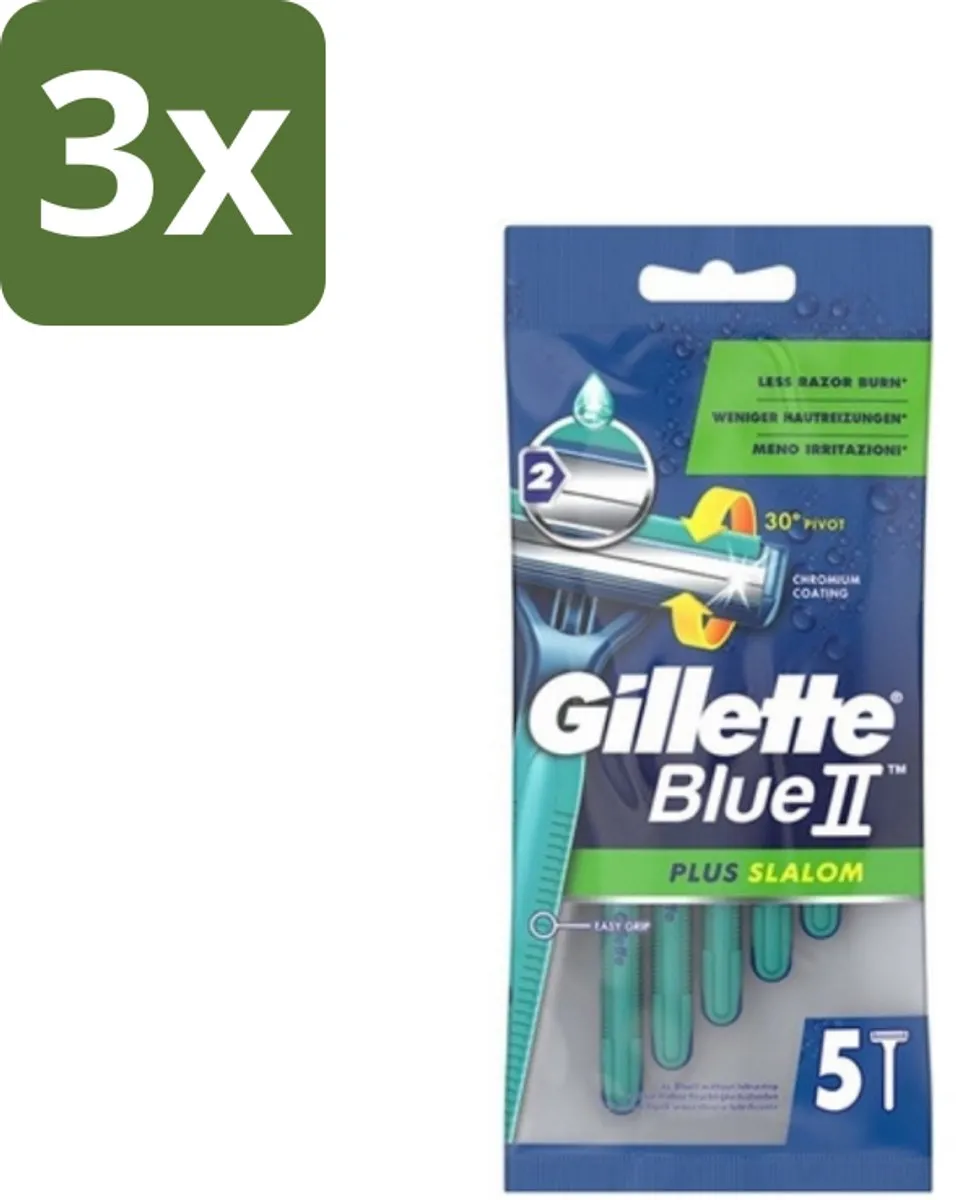 Gillette Blue II Plus Slalom Wegwerpscheermesjes 5 Stuks