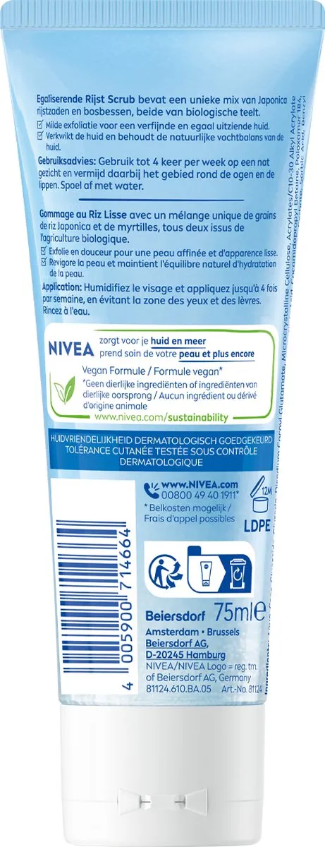 NIVEA Egaliserende Bio Rijst Gezichtscrub 75ml