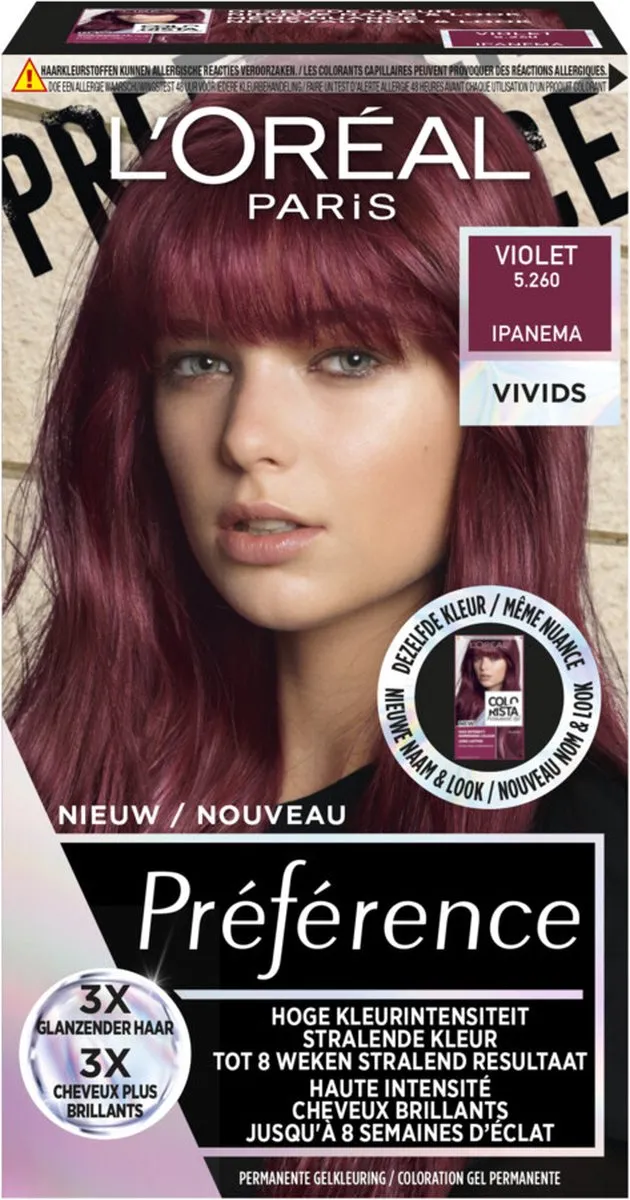 L'Oréal Paris Préférence Vivids 5.260 Violet Ipanema Permanente Haarkleuring