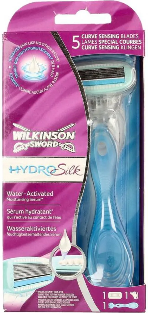 Wilkinson Sword Hydro Silk Scheersysteem - 5 Bladen - Paars/Wit/Blauw