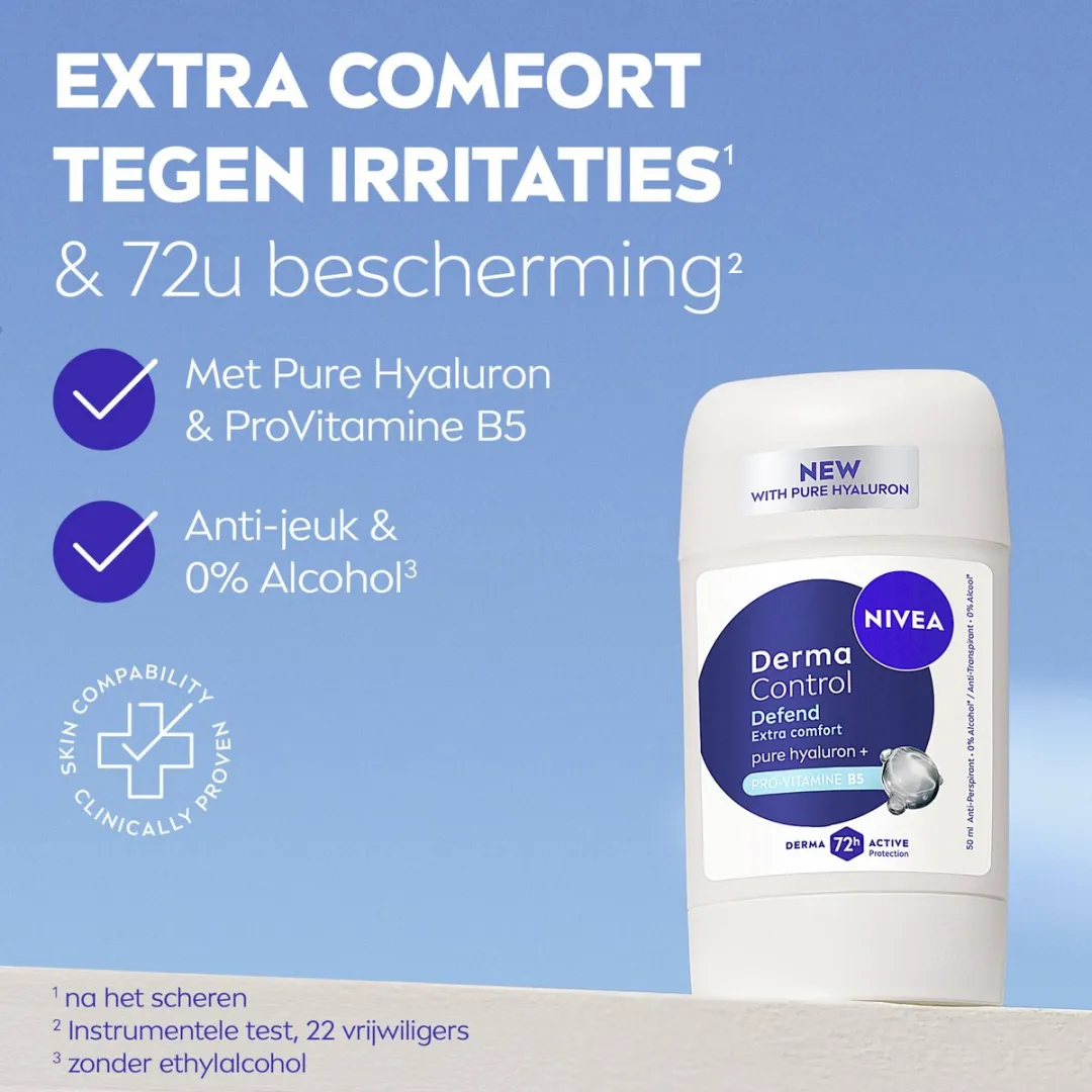 NIVEA Derma Control Defend Deodorant Stick 50ml - 250ml (5x50ml) - Hyaluronzuur