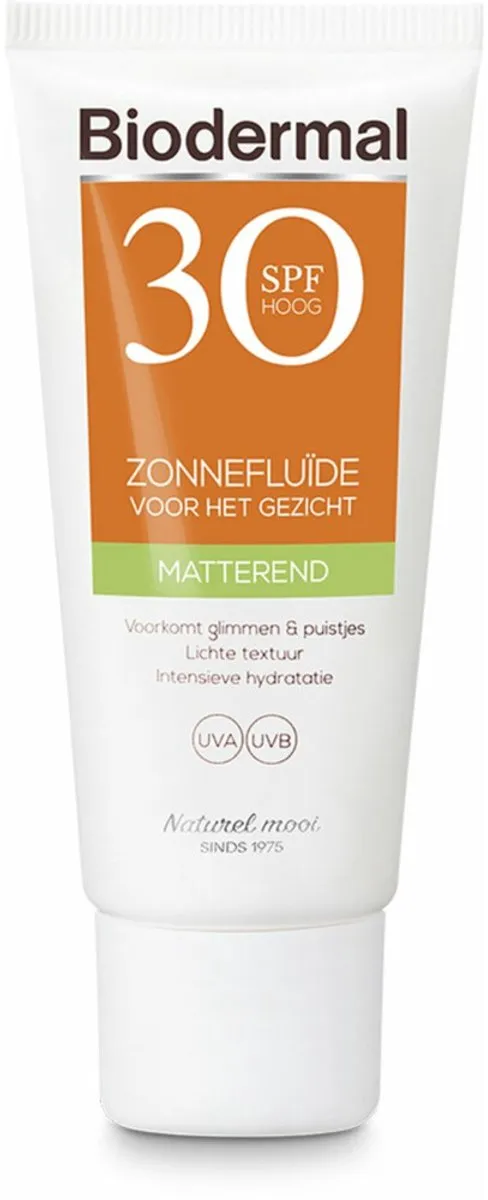 Biodermal Zonnefluïde Gezicht Matterend SPF 30