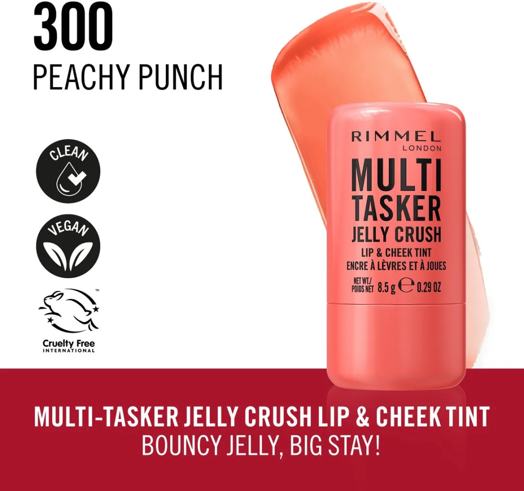 Rimmel London Multi-Tasker Jelly Crush Blush & Lip Stain 300 Peachy Punch - 8,5 g
