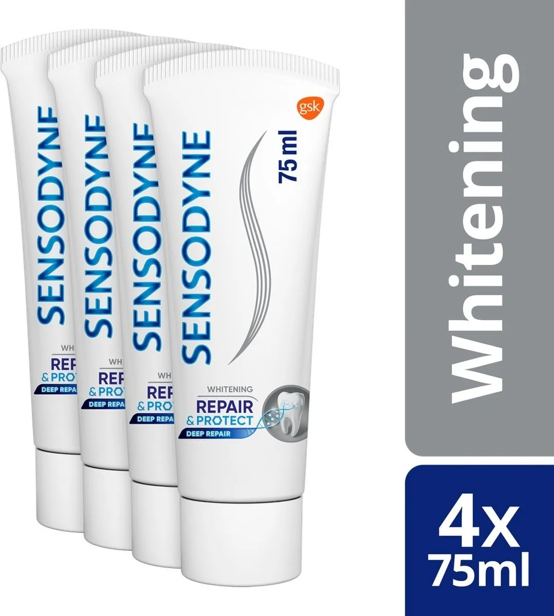 Sensodyne Repair & Protect Whitening Tandpasta 75ml - 4 Stuks