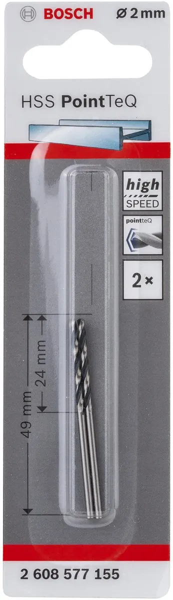 Bosch HSS PointTeQ Spiraalboor 2mm - 2 Stuks - afbeelding 6 van 6