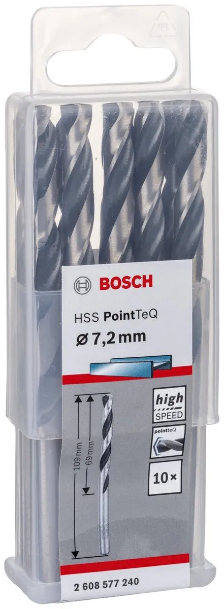 Bosch HSS PointTeQ DIN 338 7,2x69x109mm - 10 Stuks