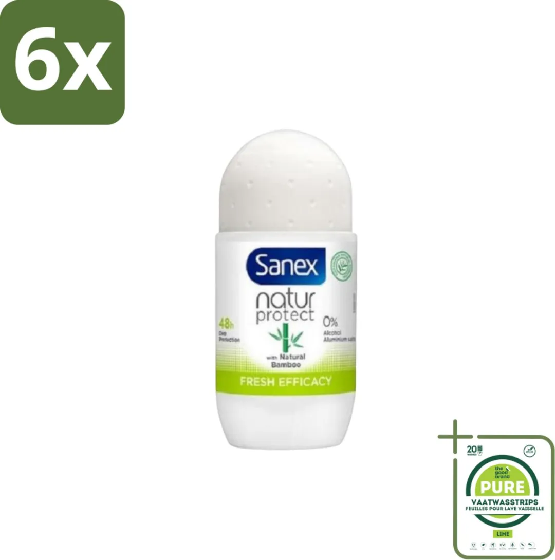 Sanex – Deo Roll-on – Bamboo Fresh Efficacy – 50 ml - Voordeelverpakking - 6 stuks - Deodorant roll-on - Bamboe geur
