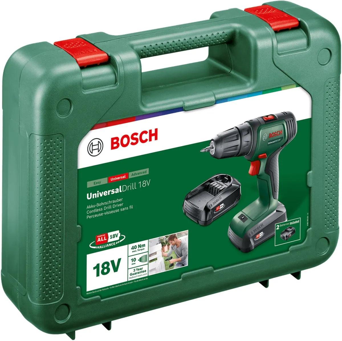Bosch UniversalDrill 18 Accuschroefboormachine - 2x 18V 1500mAh - 21 standen