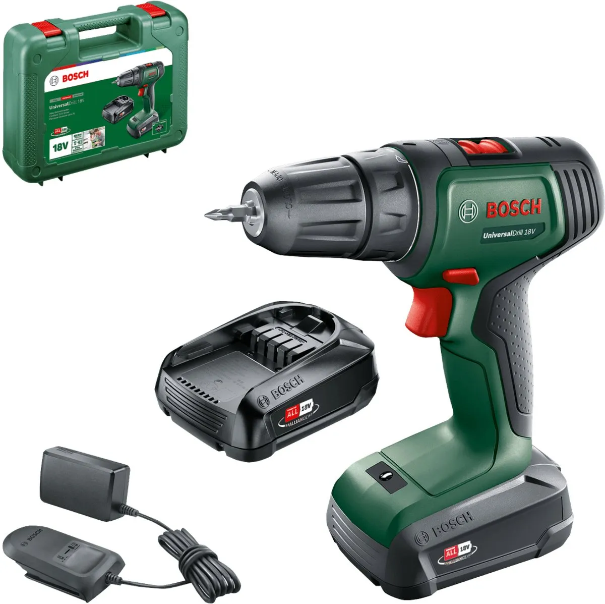 Bosch UniversalDrill 18 Accuschroefboormachine - 2x 18V 1500mAh - 21 standen
