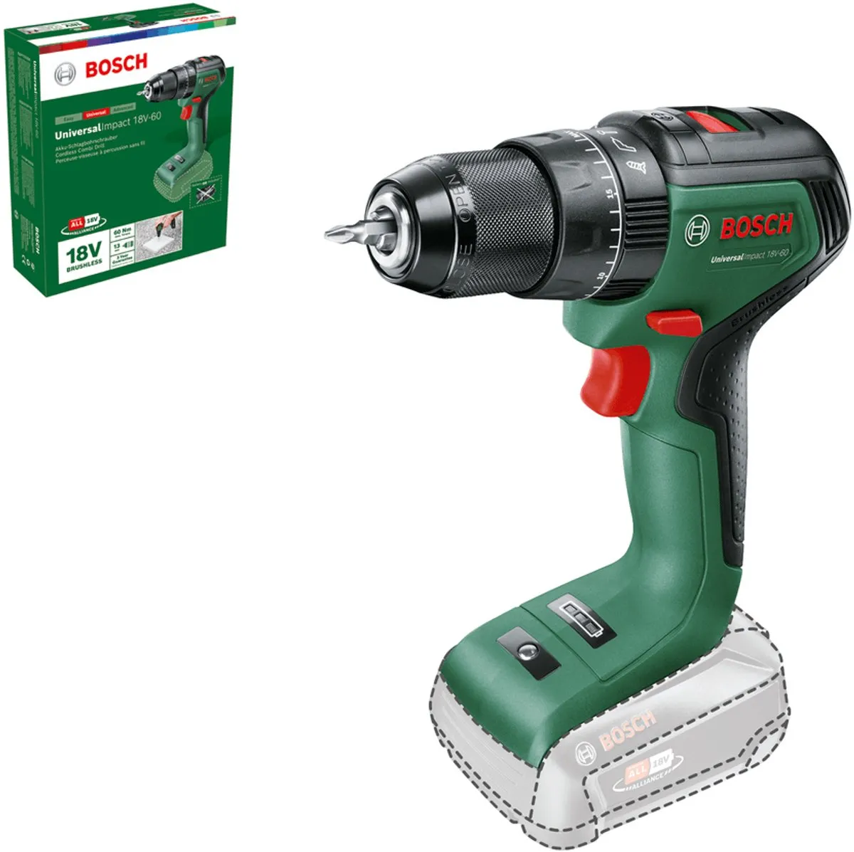 Bosch UniversalImpact 18V-60 accuklopboorschroevendraaier - Zonder 18V accu en oplader