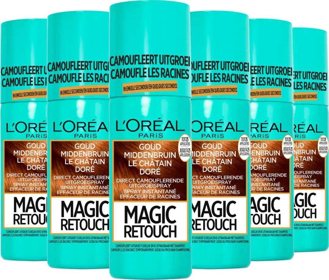 L'Oréal Paris Magic Retouch Middenbruin Uitgroeispray - 6x75ml