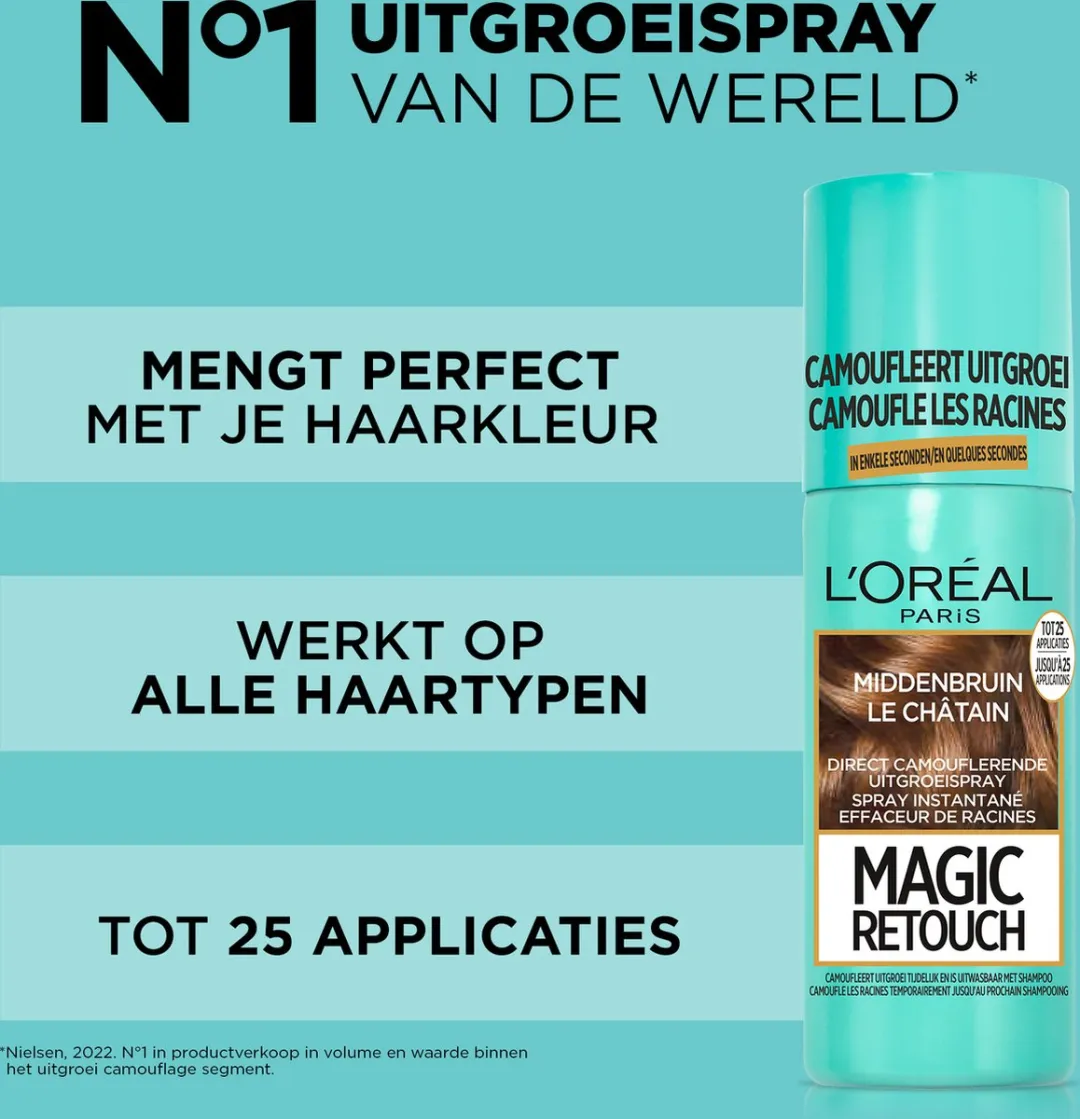 L'Oréal Paris Magic Retouch Middenbruin Uitgroeispray - 6x75ml