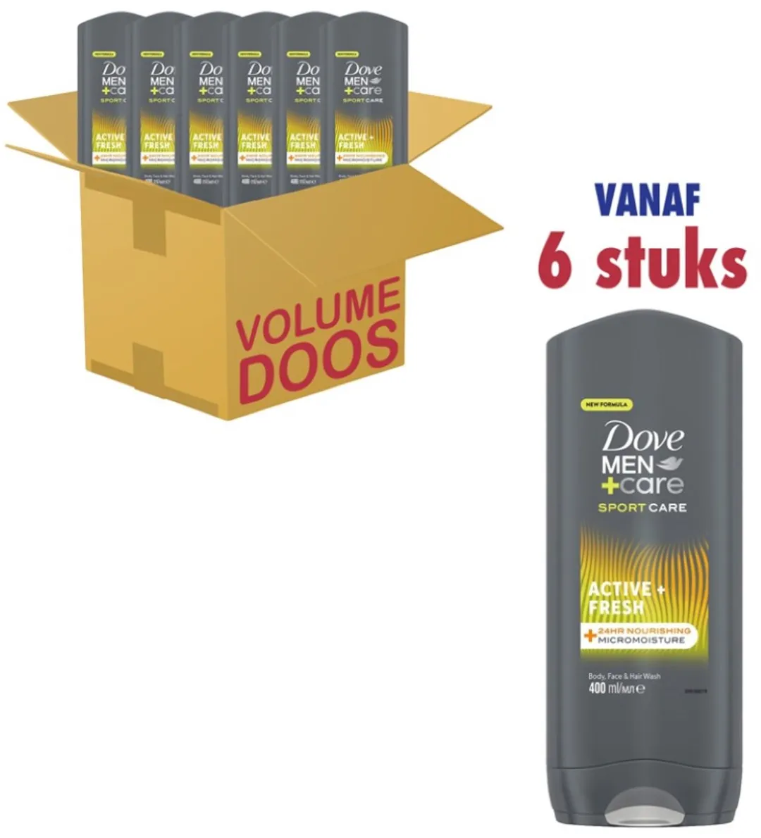 Dove Men+Care Active Fresh Body & Gezicht 2400ml