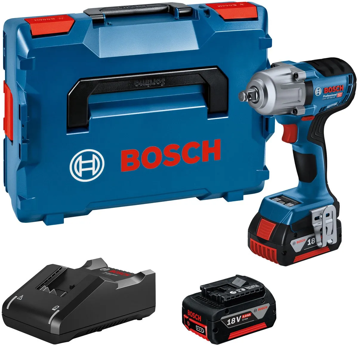 Bosch GDS 18V-450 HC Accu-slagmoersleutel - 2x 5.0Ah + Lader
