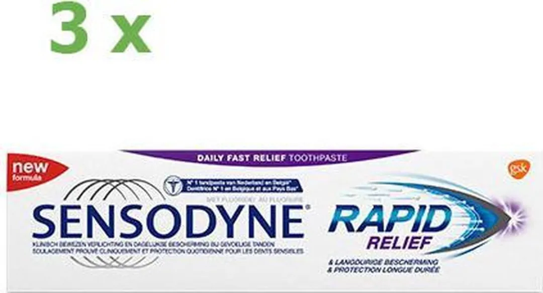 Sensodyne Rapid Relief Tandpasta 75ml - 3 Stuks