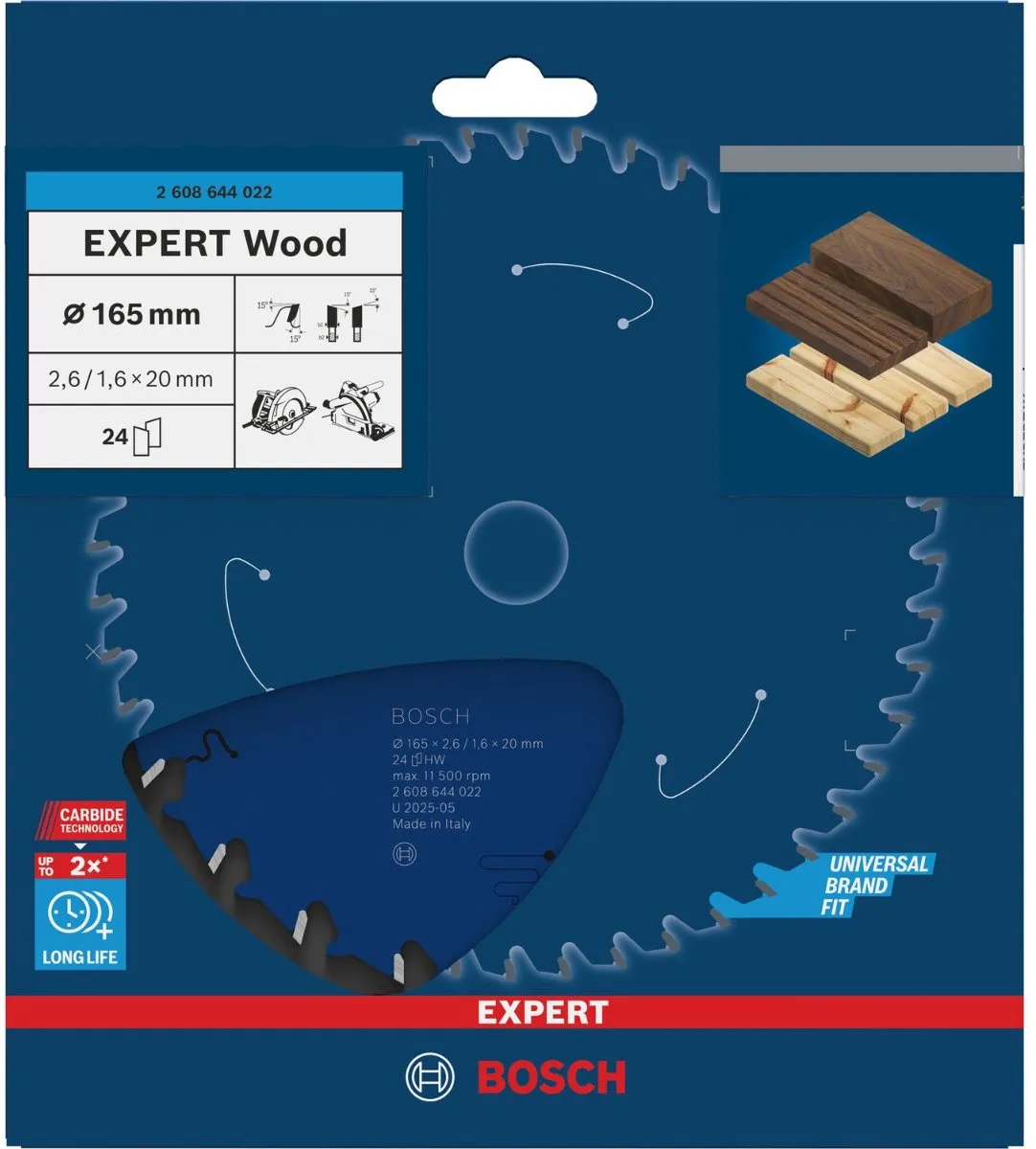 Bosch Professional Expert for Wood Cirkelzaagblad 165mm T24 - 24 Tanden - afbeelding 6 van 6