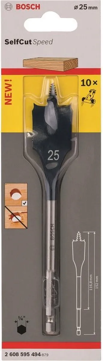 Bosch Speedborenset Self Cut Speed 25x152mm - Hout