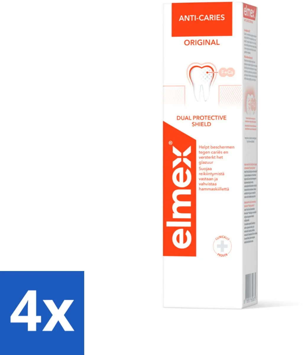 4 x Elmex Tandpasta Anti-Cariës Original 75 ml - Anti-cariës - Tandpasta - Cariës - Gaatjes - Tandglazuur