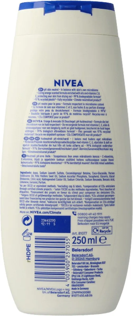 NIVEA Douchegel Orange & Avocado Oil 250ml