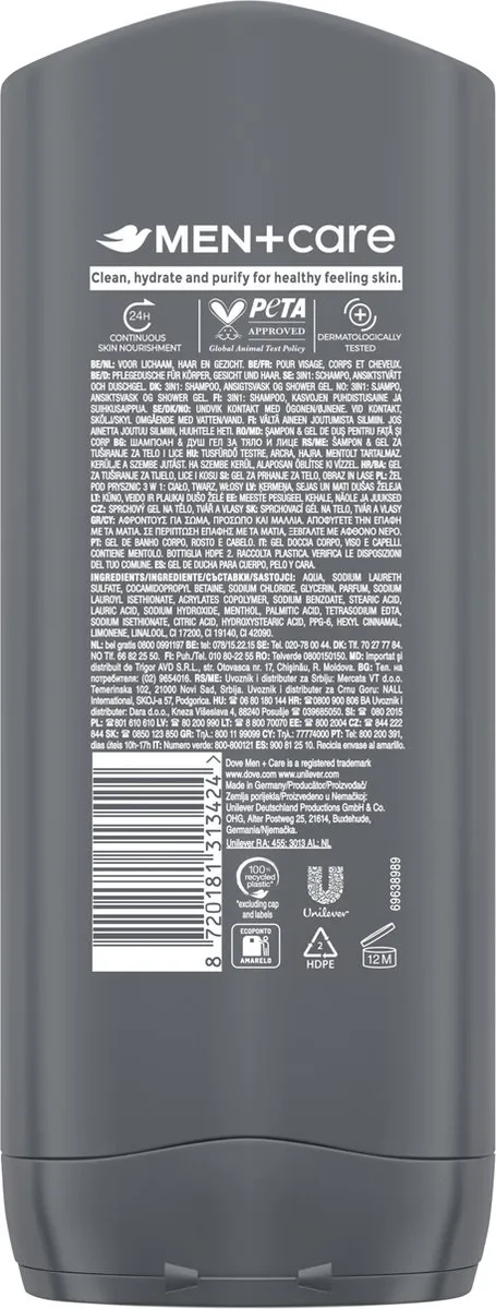 Dove Men+Care 3-in-1 Douchegel Extra Fresh - 6x400ml
