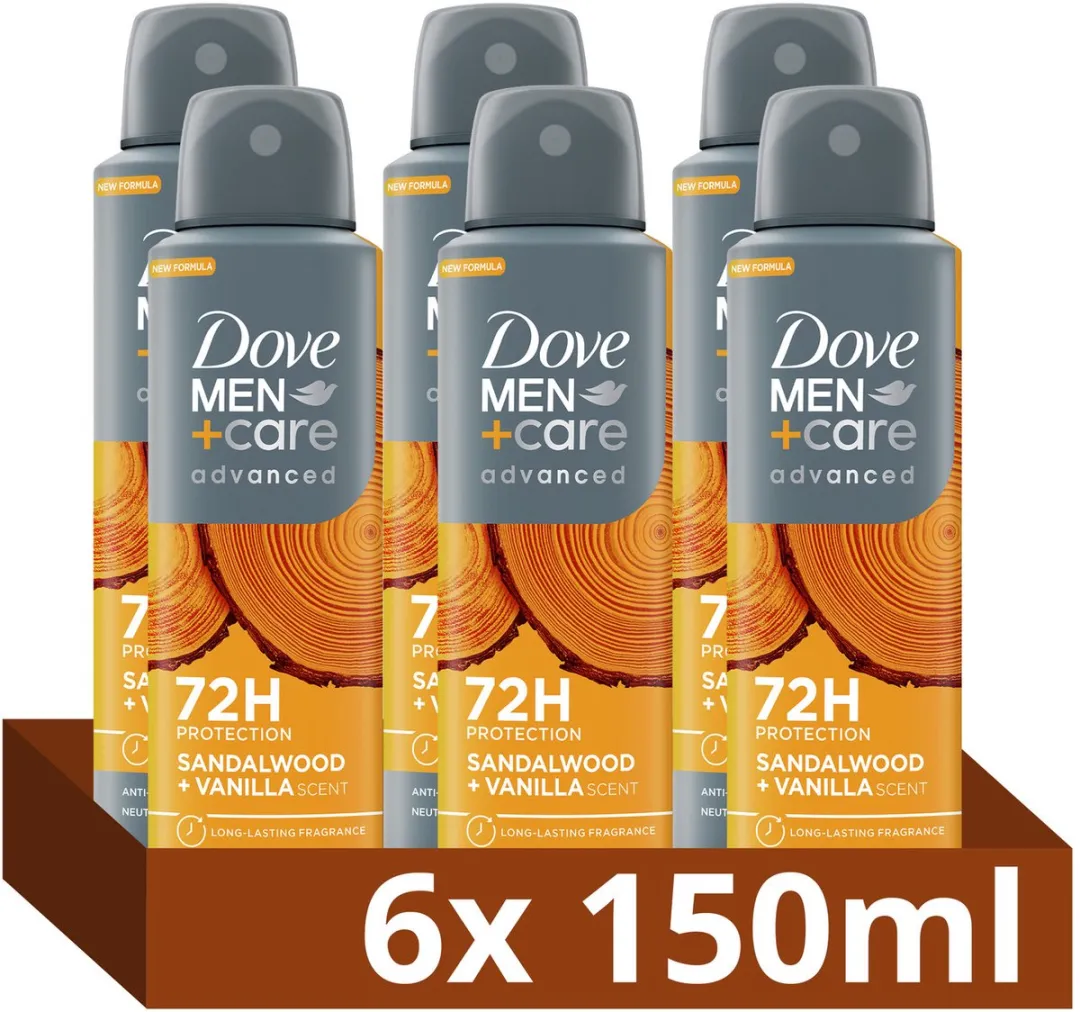 Dove Men+Care Advanced Anti-Transpirant Spray Sandalwood & Vanilla - 6x150ml