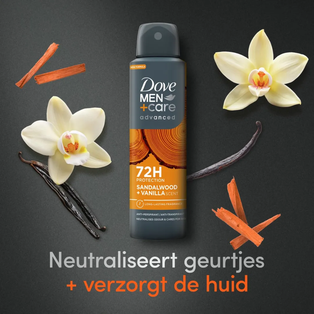 Dove Men+Care Advanced Anti-Transpirant Spray Sandalwood & Vanilla - 6x150ml