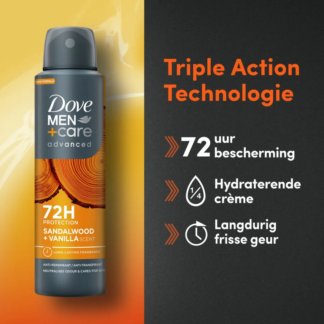 Dove Men+Care Advanced Anti-Transpirant Spray Sandalwood & Vanilla - 6x150ml