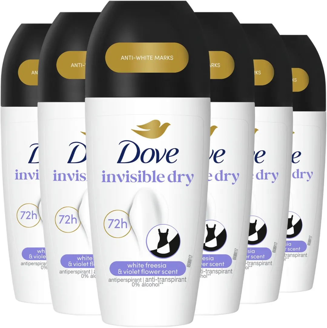 Dove Anti-Transpirant Invisible Dry Roller 50ml - 6 Stuks