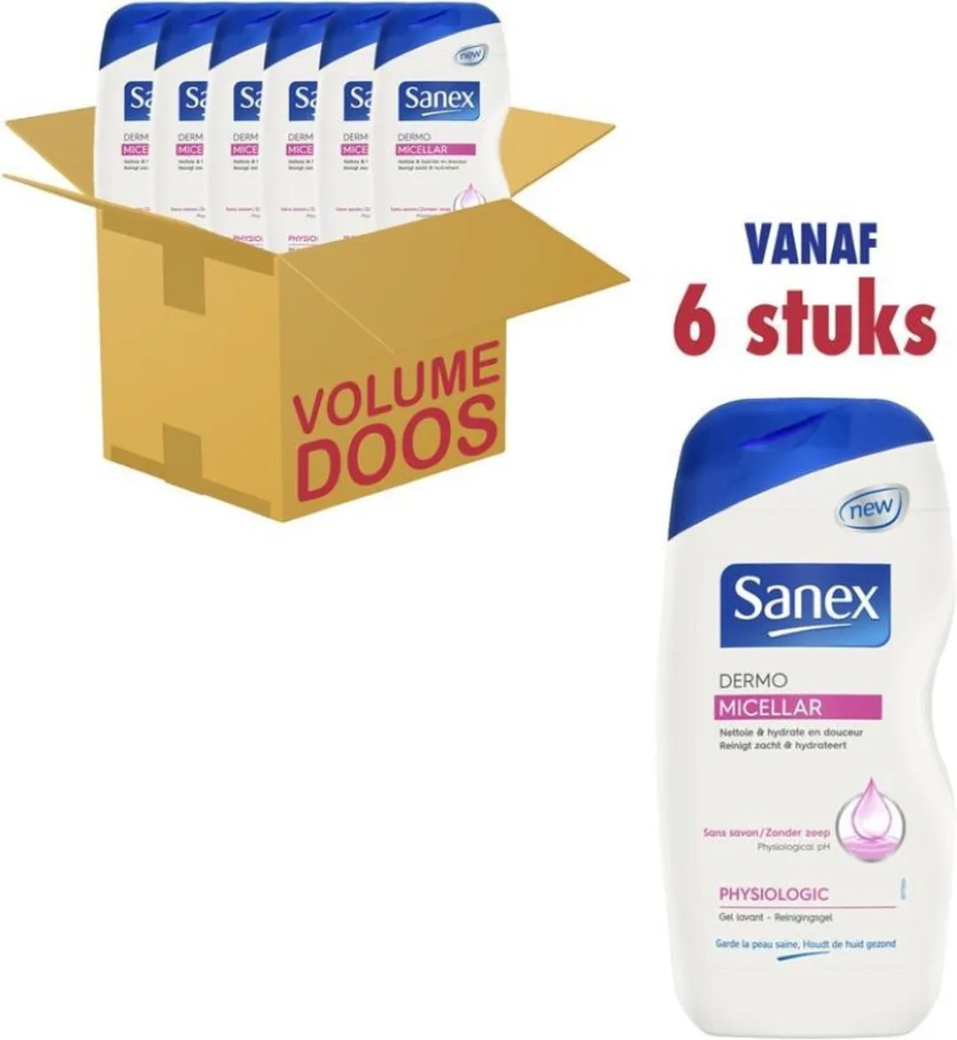 Sanex Dermo Reinigingsgel Micellair 500ml - 6 Stuks