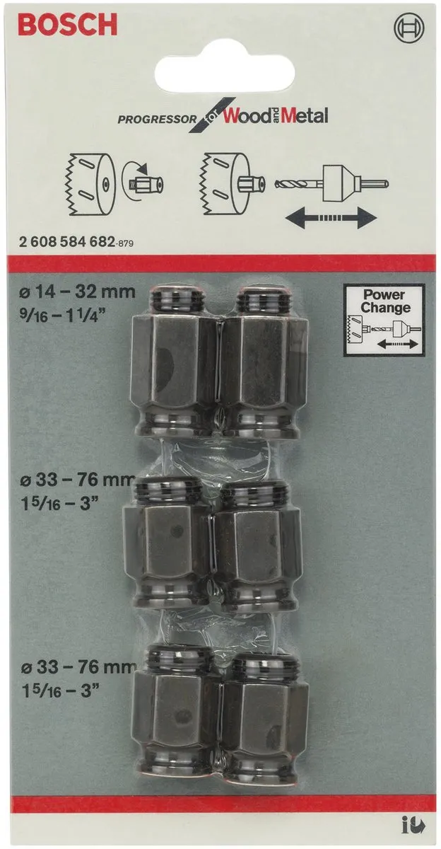 Bosch 6-delige Overgangsadapterset Metaal