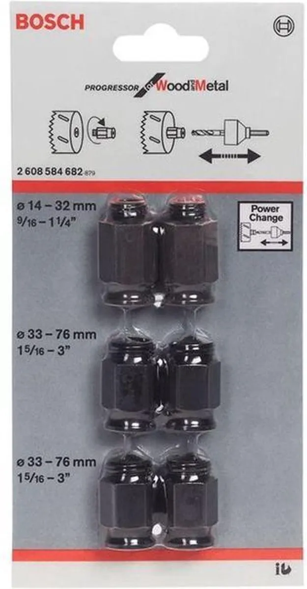 Bosch 6-delige Overgangsadapterset Metaal