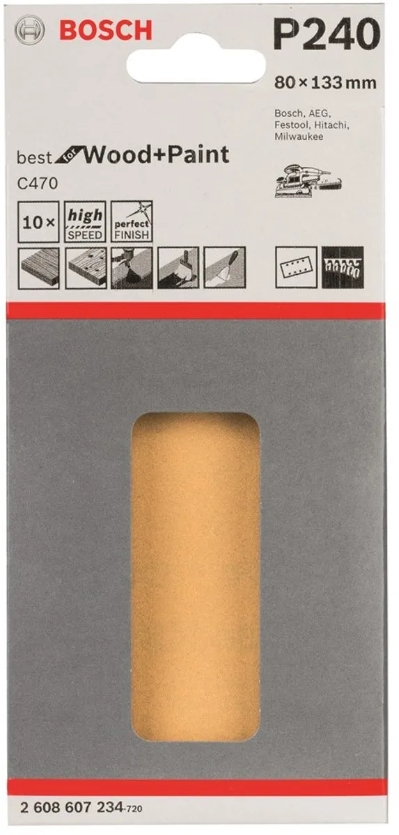Bosch Schuurbladset 10-delig 80x133mm