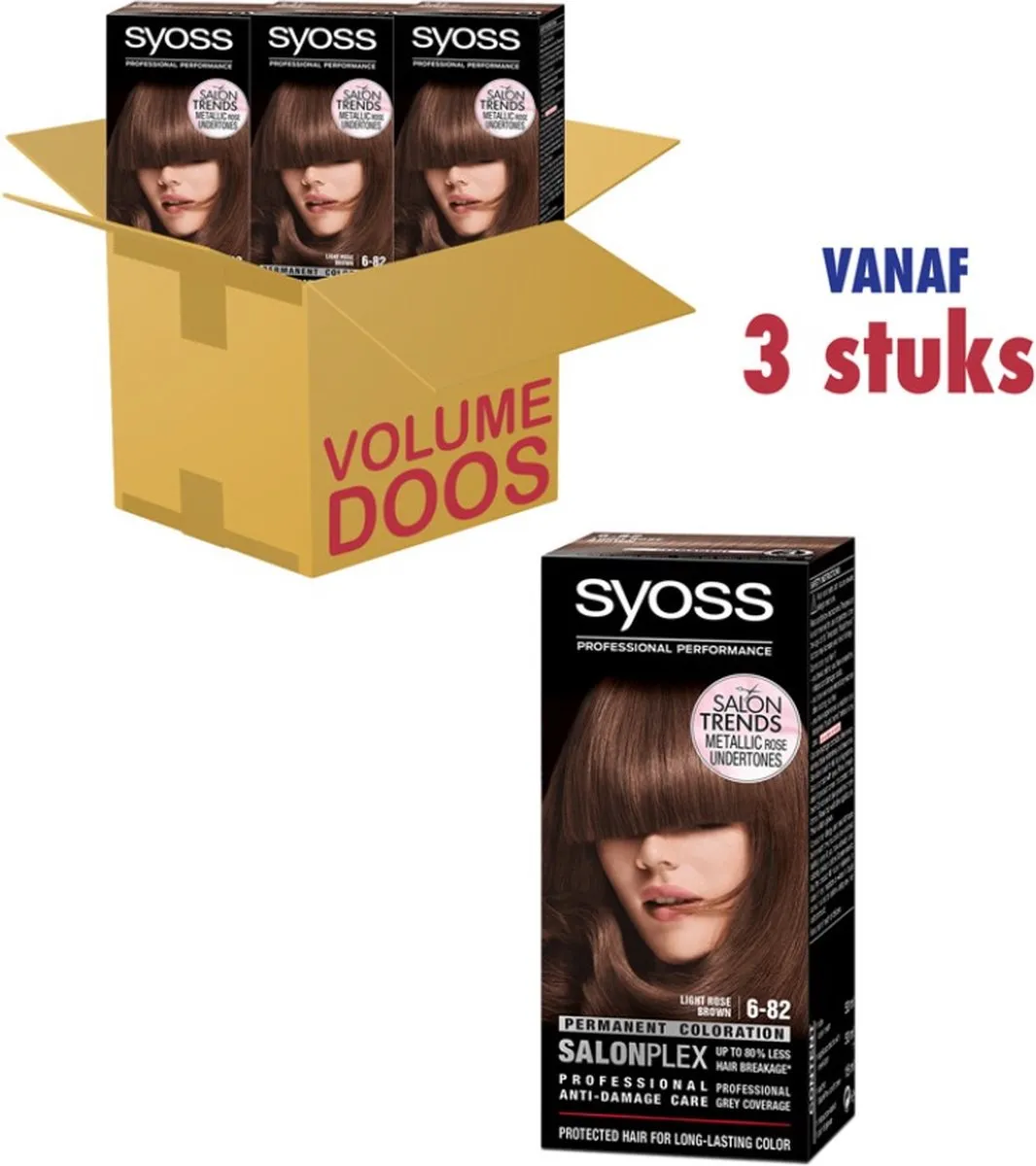 SYOSS Color Baseline6-82 Rose Permanent Haarkleuring 3x