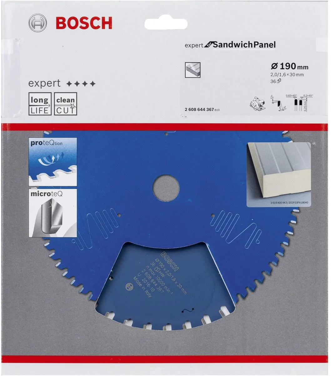 Bosch Blad Expert for Sandwich Panel 190x30 Zaagblad - 36 Tanden - Metaal