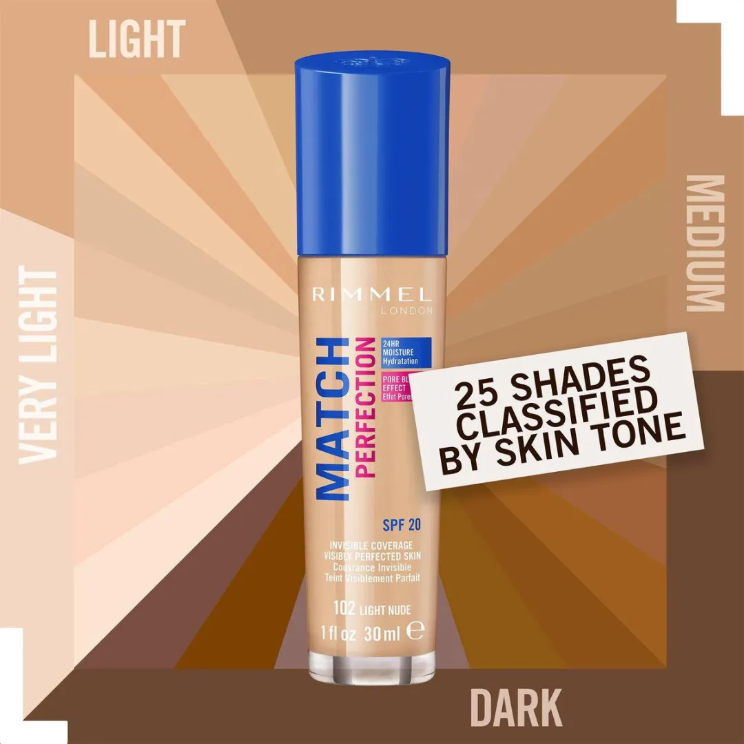 Rimmel London Match Perfection Foundation 102 Light Nude - 30ml