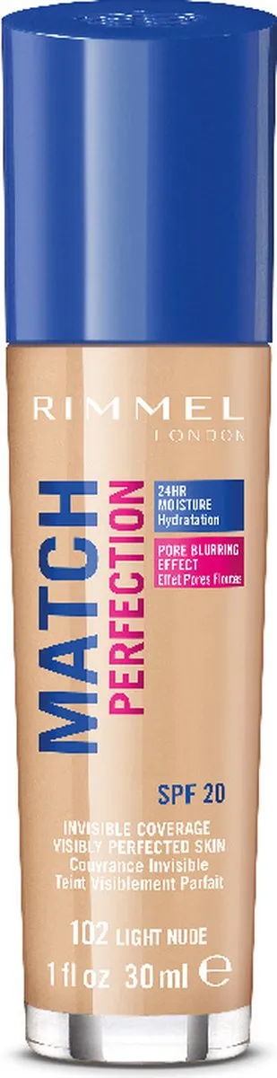 Rimmel London Match Perfection Foundation 102 Light Nude - 30ml