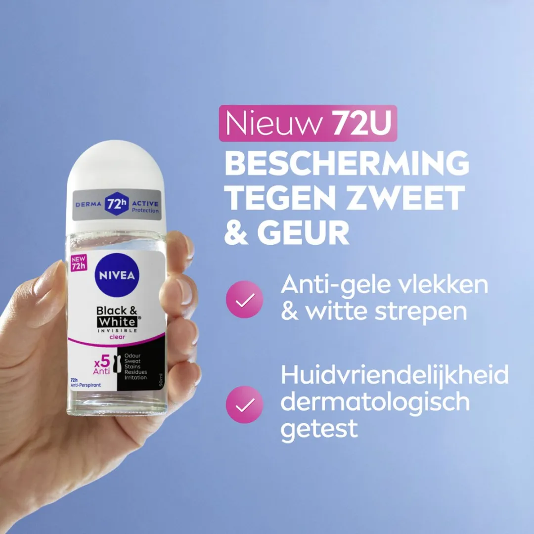NIVEA Invisible For Black & White Anti-Transpirant Roller - 300ml