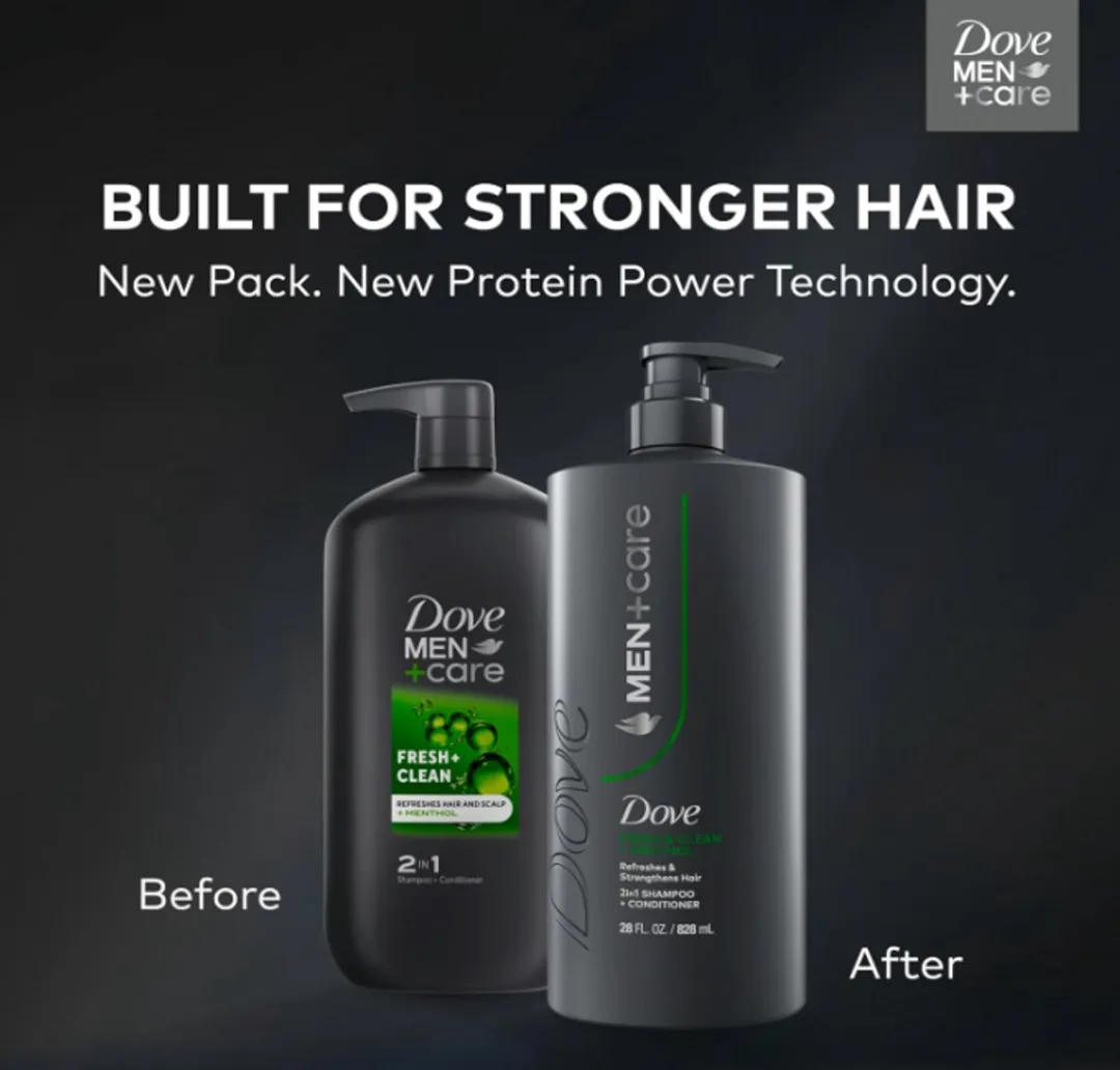 Dove Men+Care 2-in-1 Shampoo & Conditioner 828ml - Verfrissend met Menthol