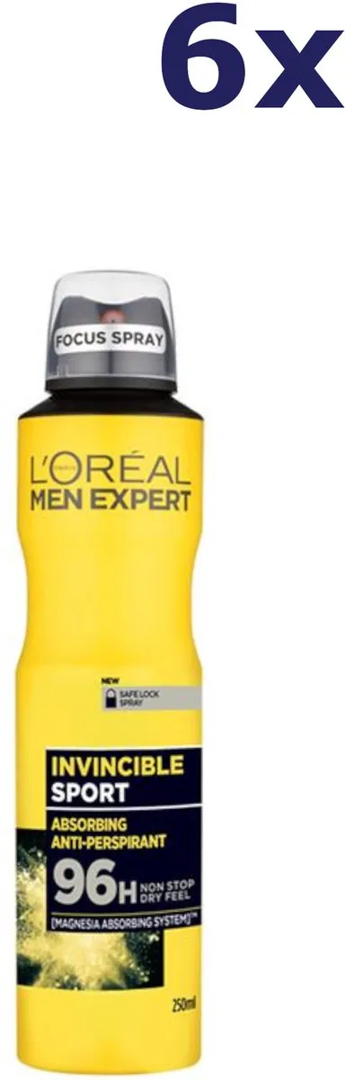 L'Oréal Men Expert Invincible Sport Deo Spray - 6x250ml